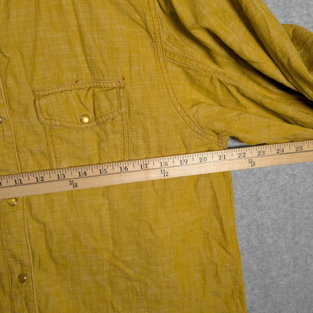 Ivy Main Womens Shirt Large Mustard Yellow Cotton Western Snap Button Rustic - Picture 6 of 15